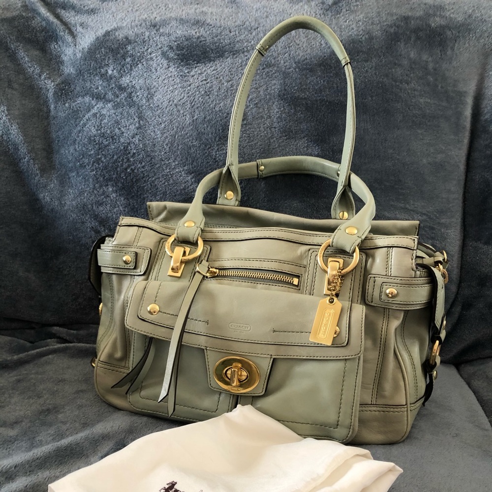 RARE Coach Lindsay Satchel Mineral Green 12475